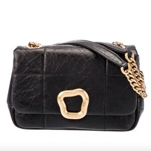 Songmont Black and Gold Quilted Crossbody Bag